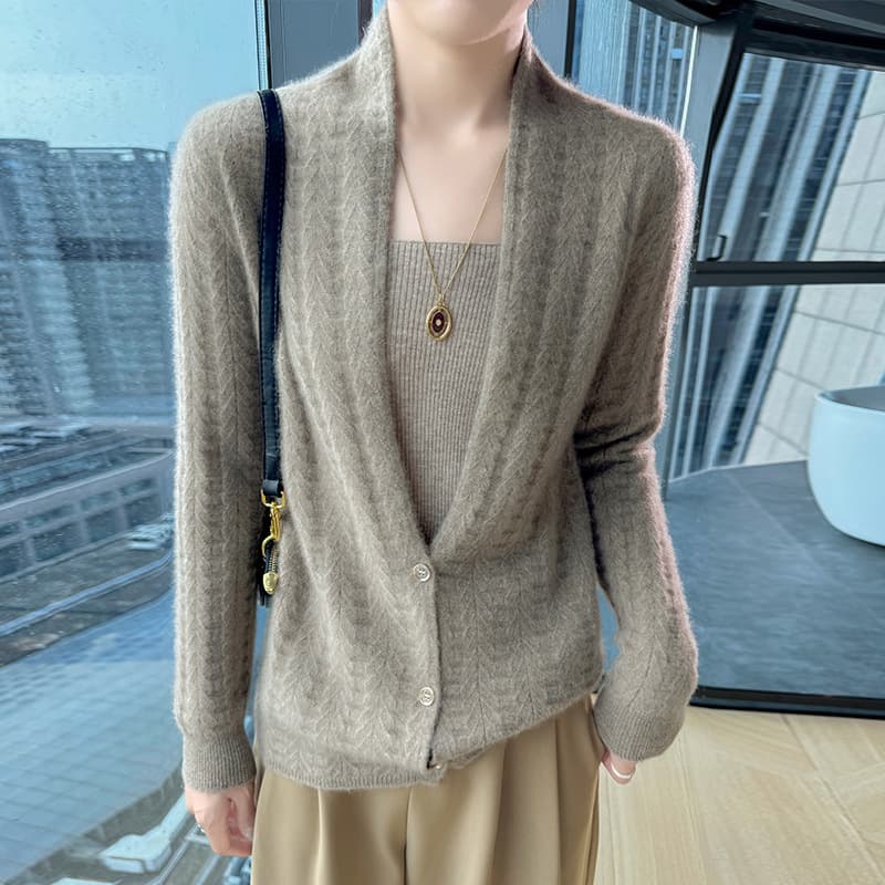 New premium scarf collar women lazy loose wool knit cardigan soft elegant 2025 top autumn/winter soft feel