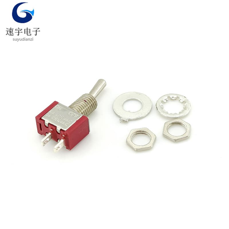 6MM Red Toggle Switch MTS-101 2-Pin 2-Position Silver Contact Red Housing Rocker Toggle Switch