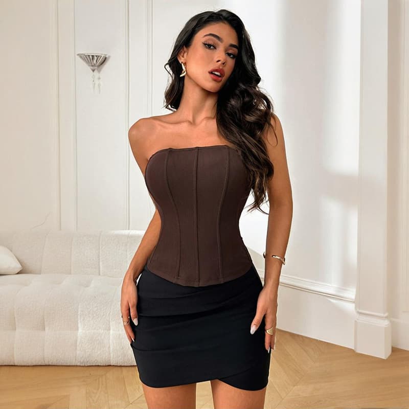 JY24677MHO European and American Cross-border Sexy Tube Top 2025 Summer New All-match Waist Small Vest