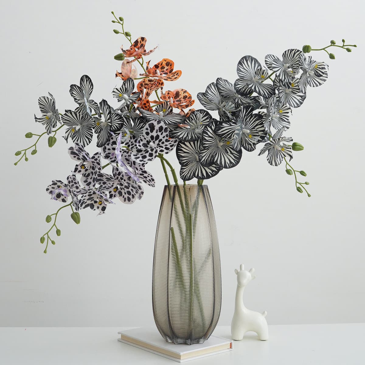 Simulated 7-head Leopard Pattern Phalaenopsis Creative Party Set Flower Material High-quality 3D Printed Orchid Branches Home Fake Flowers