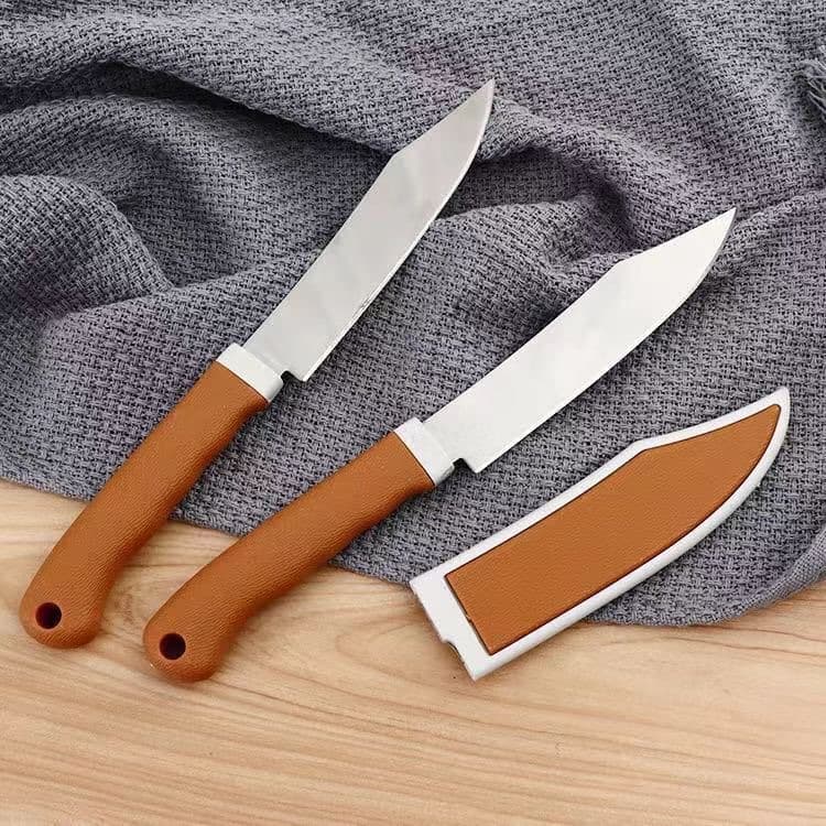Yellow box knife with shell straight knife protection and anti-rust shell stainless steel yellow box fruit knife two yuan store supply wholesale