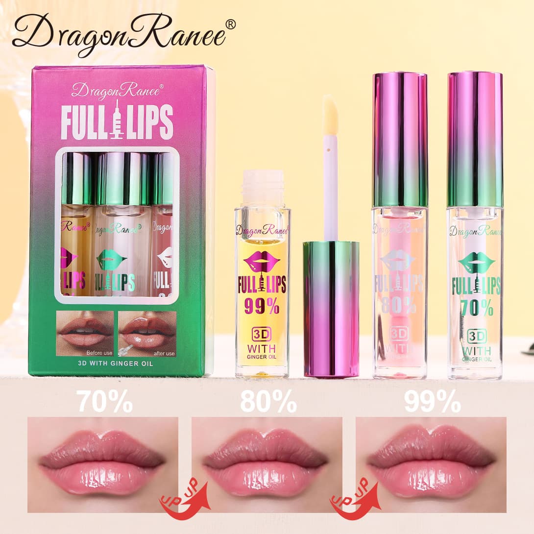 Cross-border Ginger Chili Moisturizing Lip Care Serum Plump Lip Type Voluminous Lip Oil Trio Set