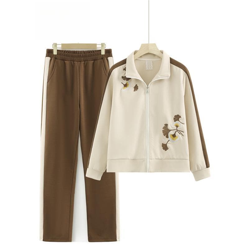 Middle-aged mother's spring coat fashionable two-piece set middle-aged and elderly sportswear suit women's spring and autumn temperament casual thin