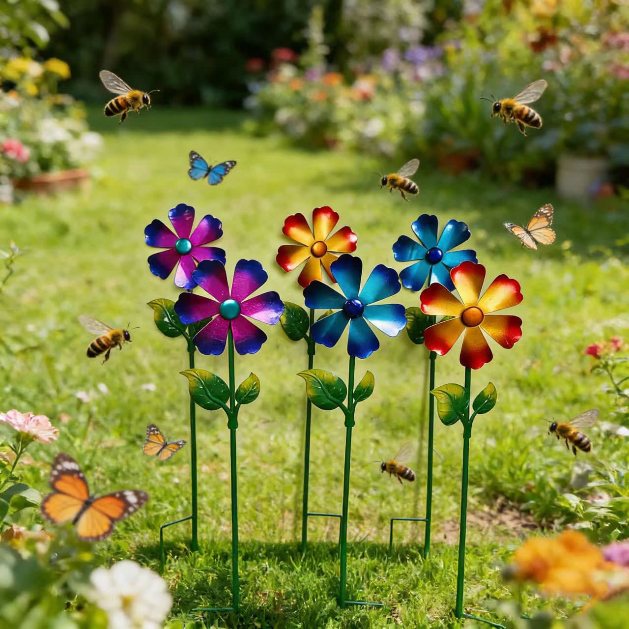 New Cross-Border Iron Rotating Windmill Garden Stake Courtyard Garden Landscaping Lawn Decoration Craft