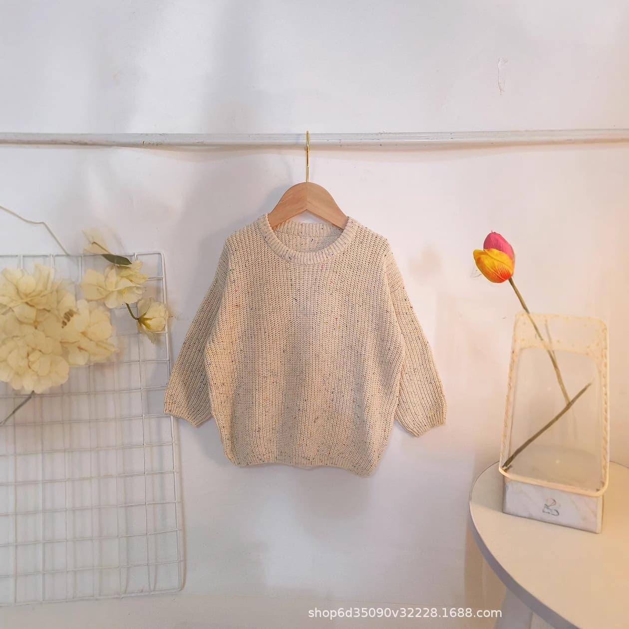 Colorful Dot Long Sleeve Crew Neck Sweater for Children Cotton Yarn Infant Toddler Sweater European Style Round Neck Pullover