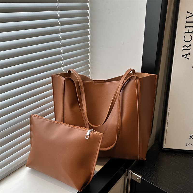 Cross-border Korean-style Solid Color Mother-Child Bag 2025 New Women's Bag Simple Handbag Tote Bag Large Capacity Autumn Shoulder Bag