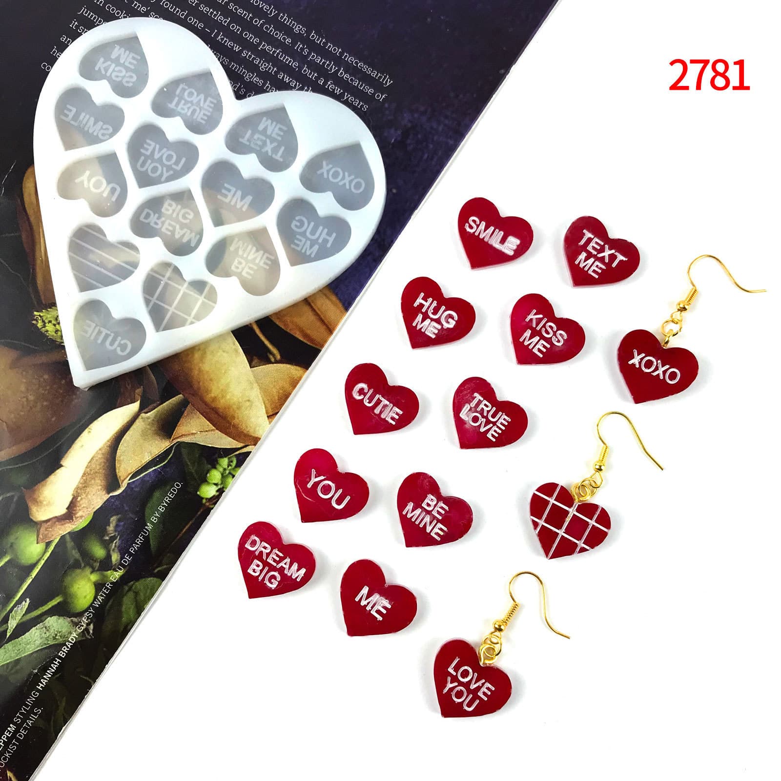 Love earrings silicone mold diy Valentine's Day love letter earrings earrings earrings silicone mold