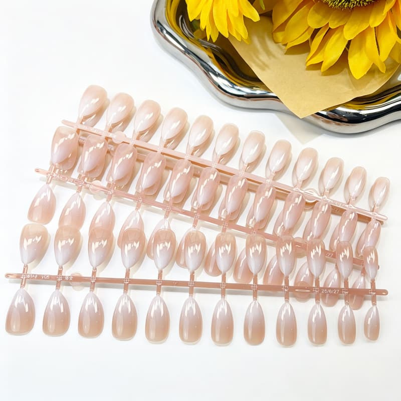 24 Pieces of White French Nude Pink Water Drop/Almond Nail Tips, Wearable Nail Tips Wholesale Fakenails