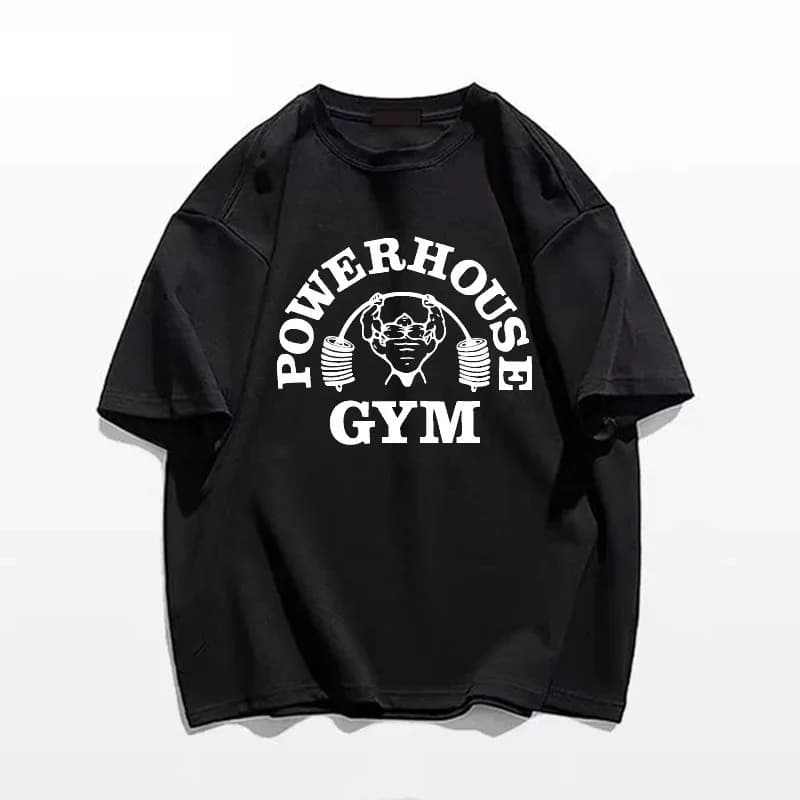 Powerhouse Gym Print Cotton T-shirt Men Women Sportswear Ove