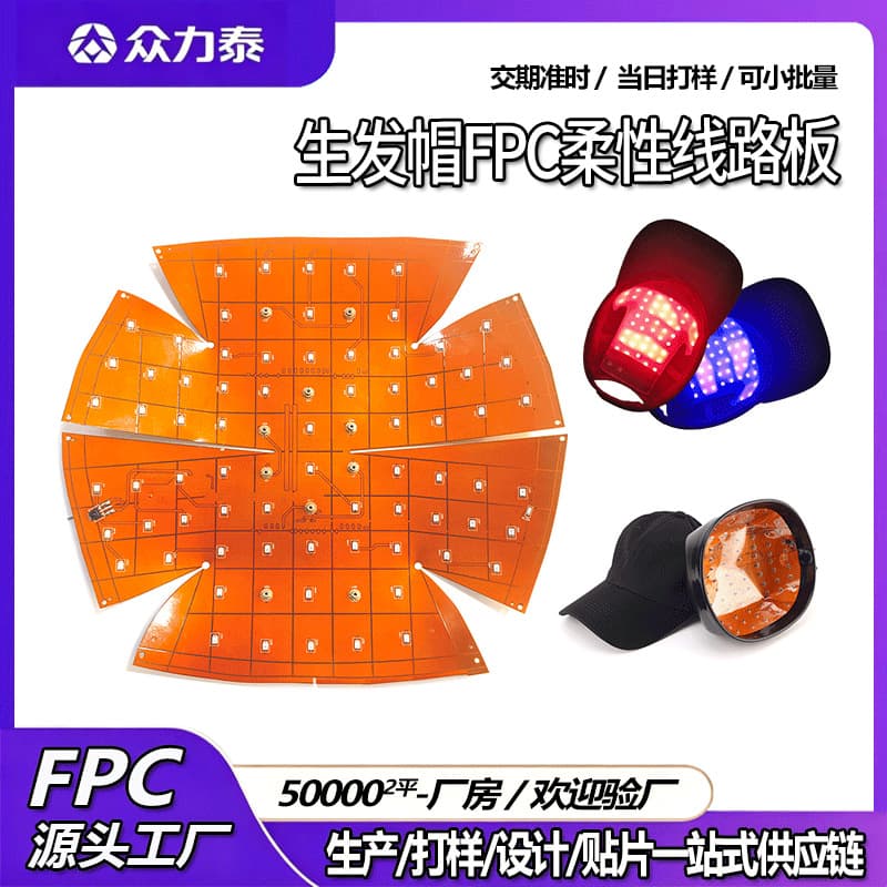 Custom Infrared Therapy Hair Growth Cap Circuit Board, Medical Grade Flexible Circuit Board Bend-Resistant FPC Soft Light Board
