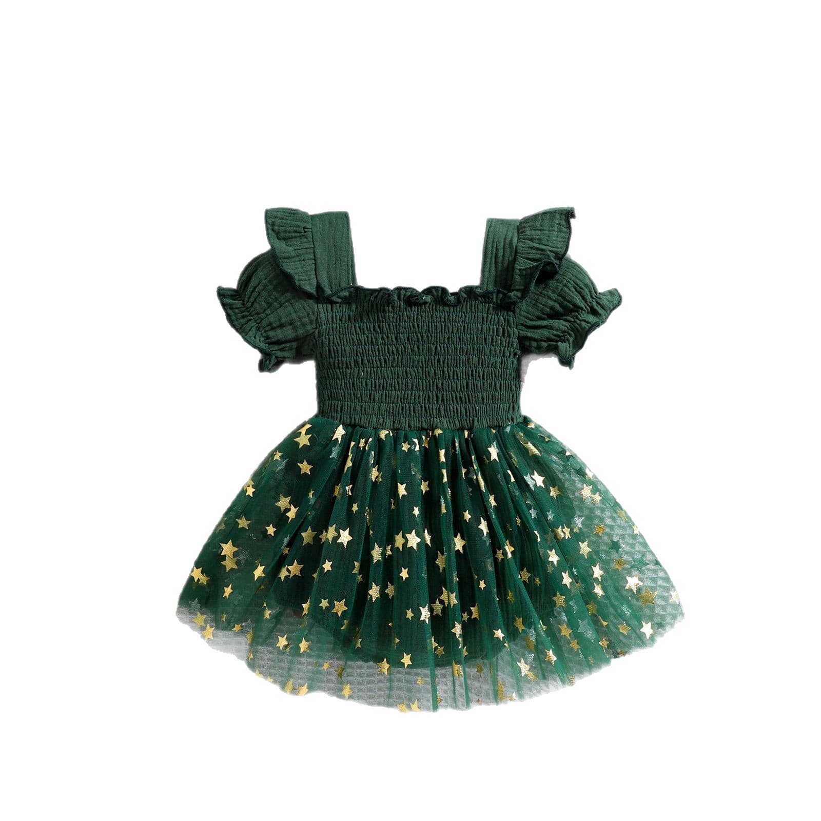 Baby Girl Star Mesh Tulle Dress Simple Versatile Birthday Style Square Neck Cotton Puffy Dress One Factory Direct