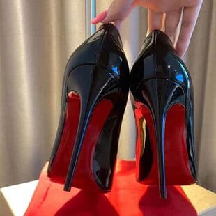 European Style Black High Heels for Women, Red Sole Sexy Single Shoes, 2023 New Stiletto Heel Comfortable Dress Shoes