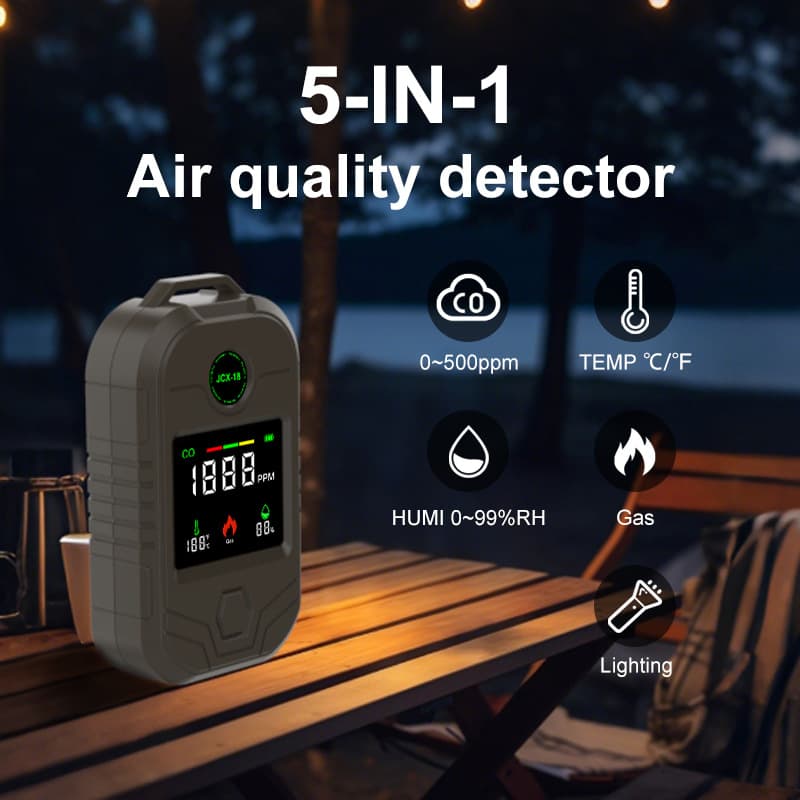 Carbon monoxide GAS detector with temperature/humidity/combustible gas monitoring and environmental CO alarm