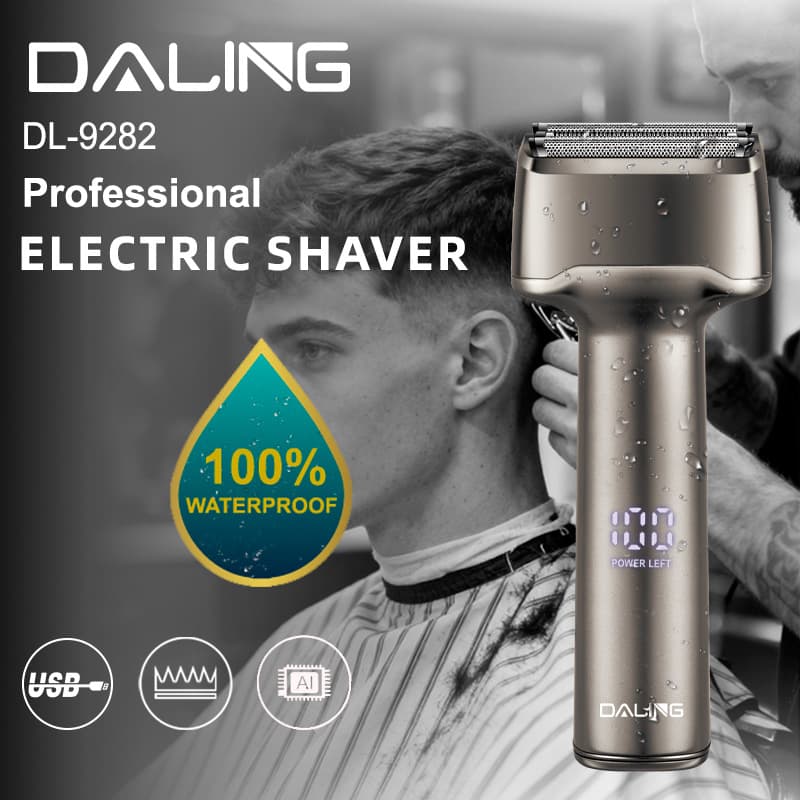 DALING 9282 Professional Shaver with Display Screen, USB Rechargeable, Foil Shaver Head, Bald Head Trimmer