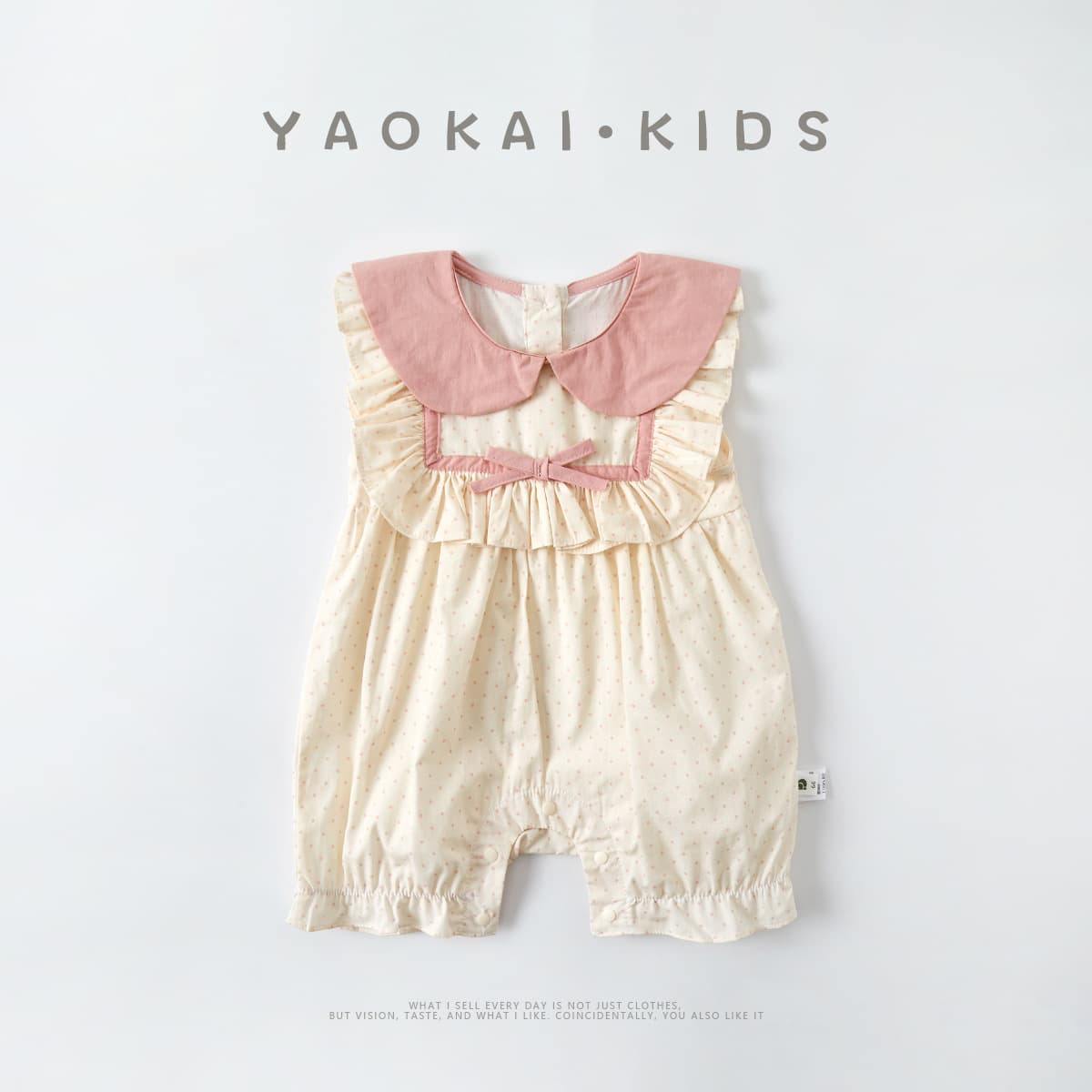 Infants and young children's new summer style Korean style polka dot contrasting vest and baby girl's thin doll collar cotton jumpsuit