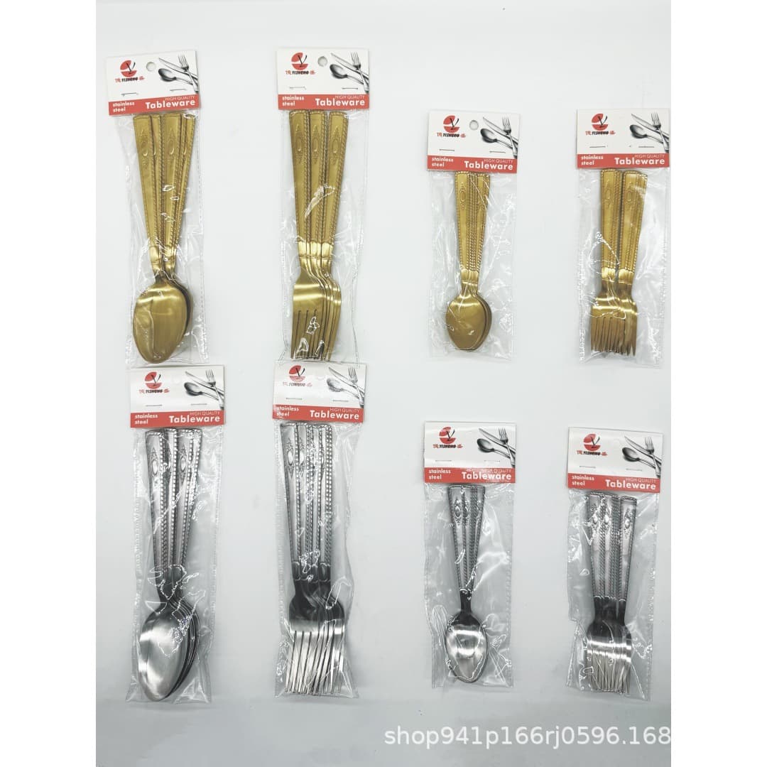 Cross-border wholesale stainless steel hammered spoon 6pcs long handle table spoon Western restaurant round spoon dessert spoon spoon