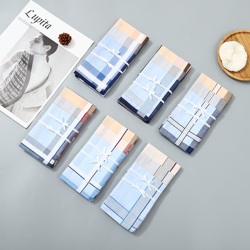 40cm Color-Woven Men's Handkerchiefs Polyester Sweat Absorbent Small Square Towels Vintage Classic Nostalgic Handkerchiefs