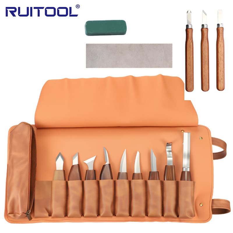 Wood Carving Knife Set with Storage Bag, DIY Hand Carving Tools for Woodworking, Lettering Curved Knife, Engraving Knife
