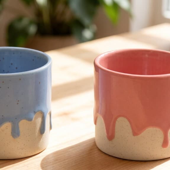 Retro Handmade Drip-Glaze Ceramic Cup, Blue-Pink Sesame Dot Coarse Pottery Kiln-Transmuted Flowing Glaze Mug, Creative Home Coffee Cup