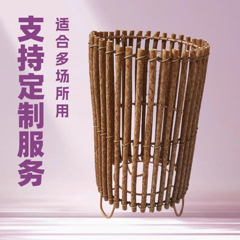 Cross-border hot selling factory direct supply light brown woven lampshade outdoor garden LED solar lamp with pendant decoration