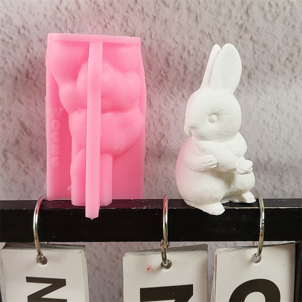 Hugging Carrot Bunny Plaster Ornament Candle Mold Silicone Mold DIY Plaster Silicone Mold W0586