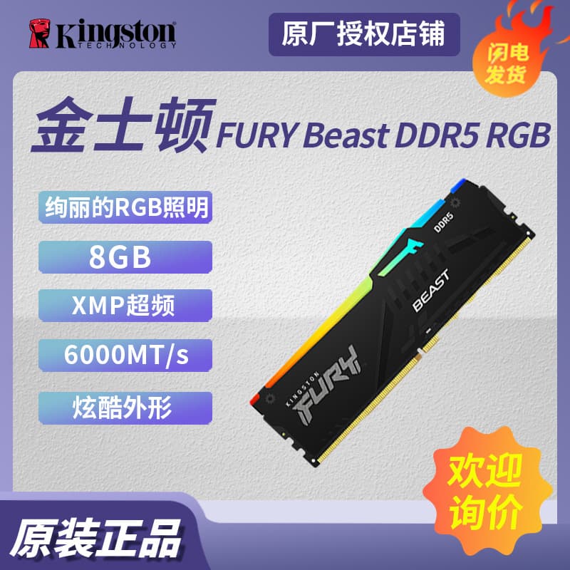 Compatible with Kingston FURY Beast DDR5 RGB 8G 6000 Desktop Memory