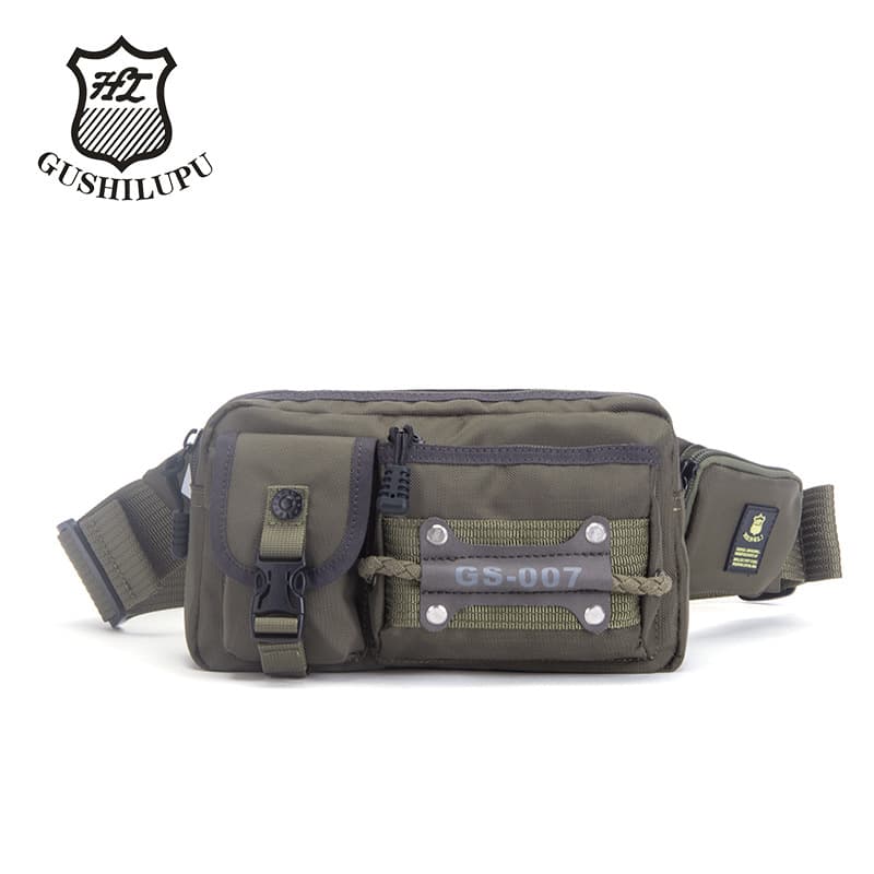Henry Men's Belt Bag Cushi Lupu Oxford Textile Crossbody Bag Casual Portable Small Bag Crossbody Bag Military Black