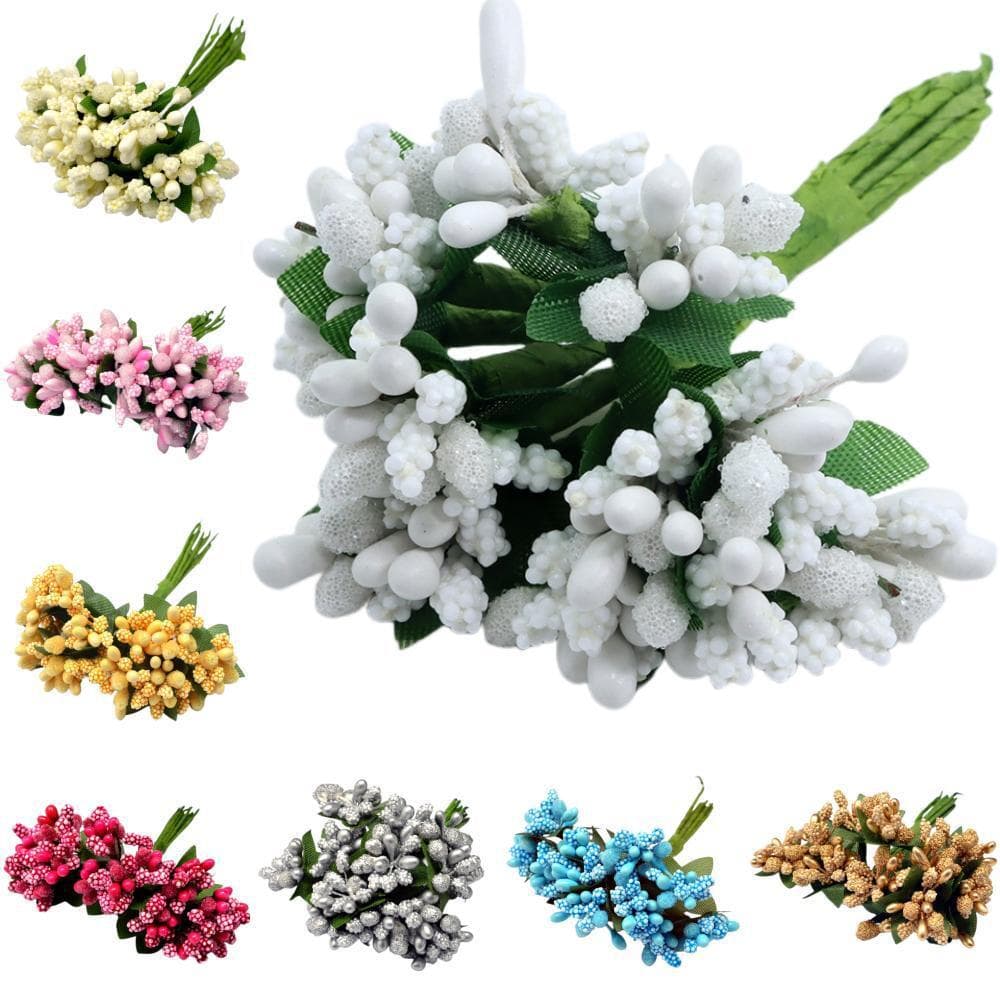 Cross-border 12-piece DIY Glass Yarn with Leaf Beads, Flower Stamens, Flower Heart Garland, Wedding Candy Box Accessories, Garland Face Beads