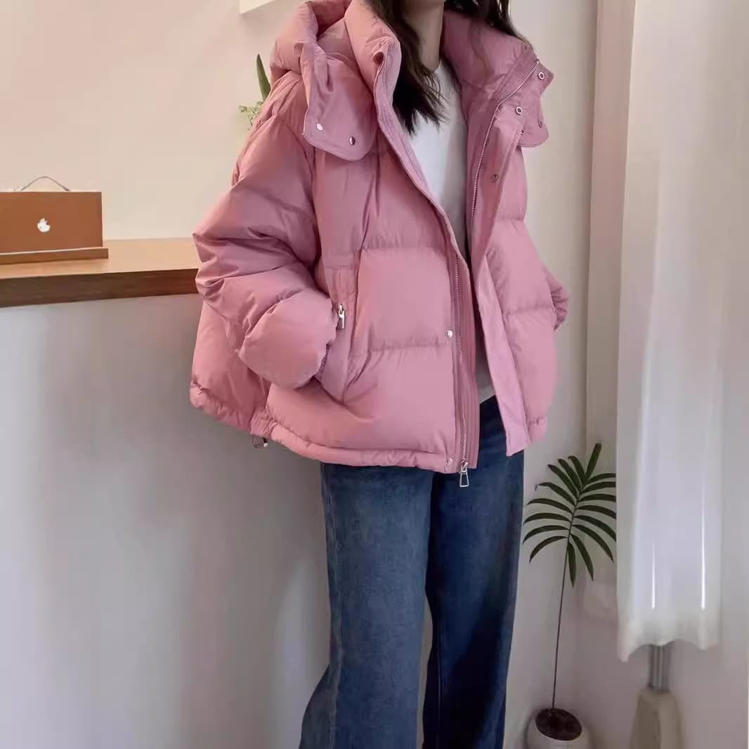 Down Cotton Jacket Women's Autumn/Winter Short Length 2025 Korean Style Large Size Loose Petite Hooded Warm Casual Outerwear