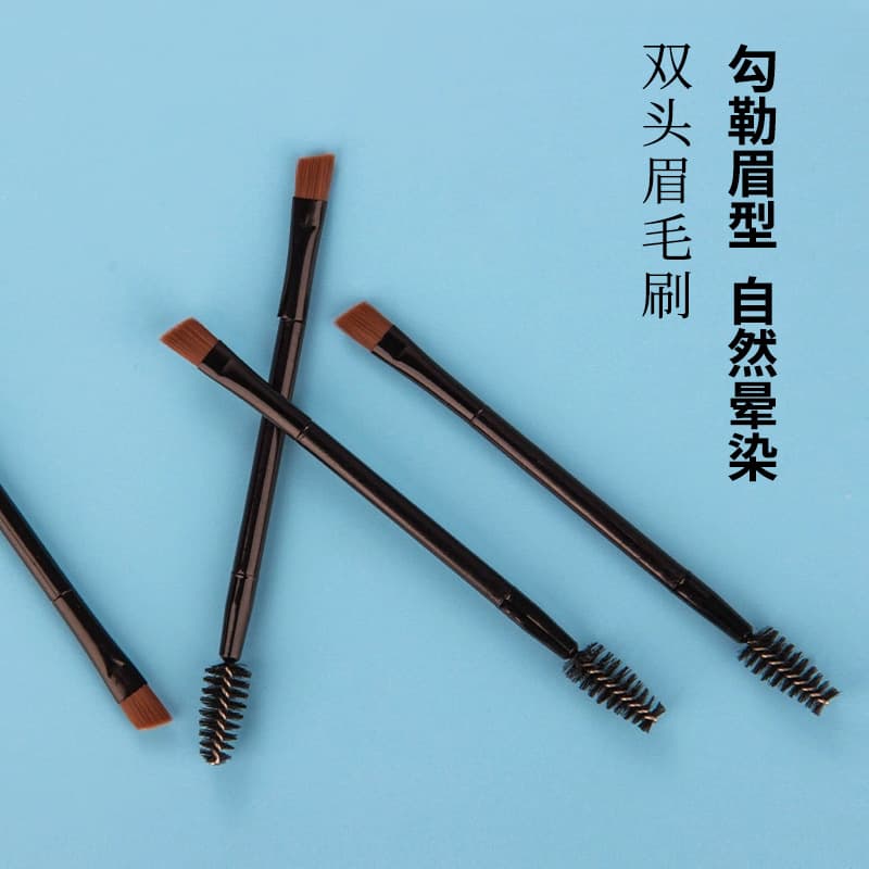 Two-in-one double-ended angled eyebrow brush, spiral mascara brush, makeup tool brush, eye makeup set brush head with soft beauty bristles