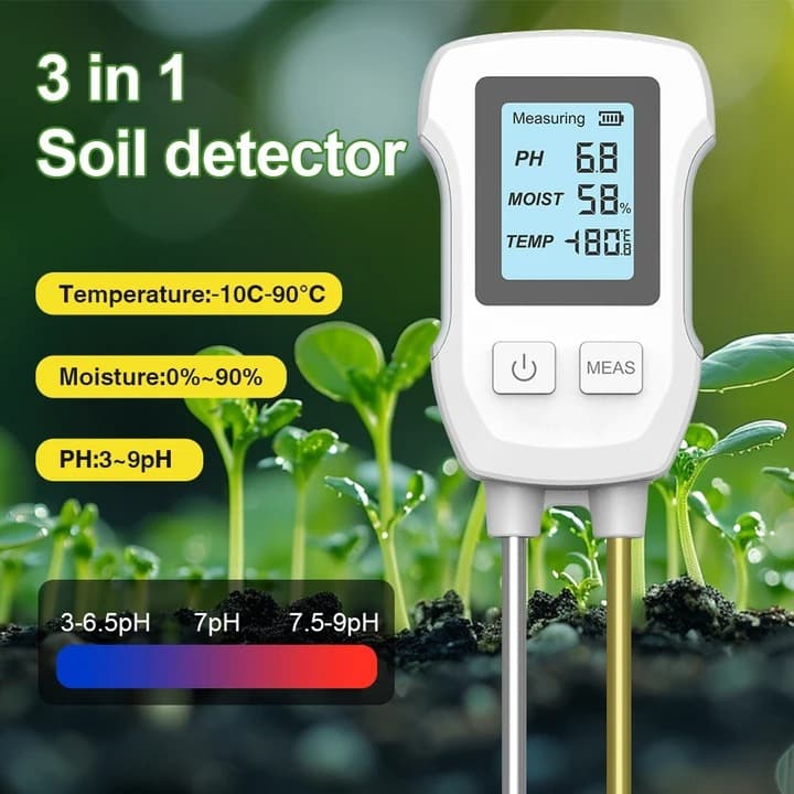 New Digital Display Three-in-One Soil Tester PH/Temperature and Humidity Soil Detector for Orchard and Potted Planting