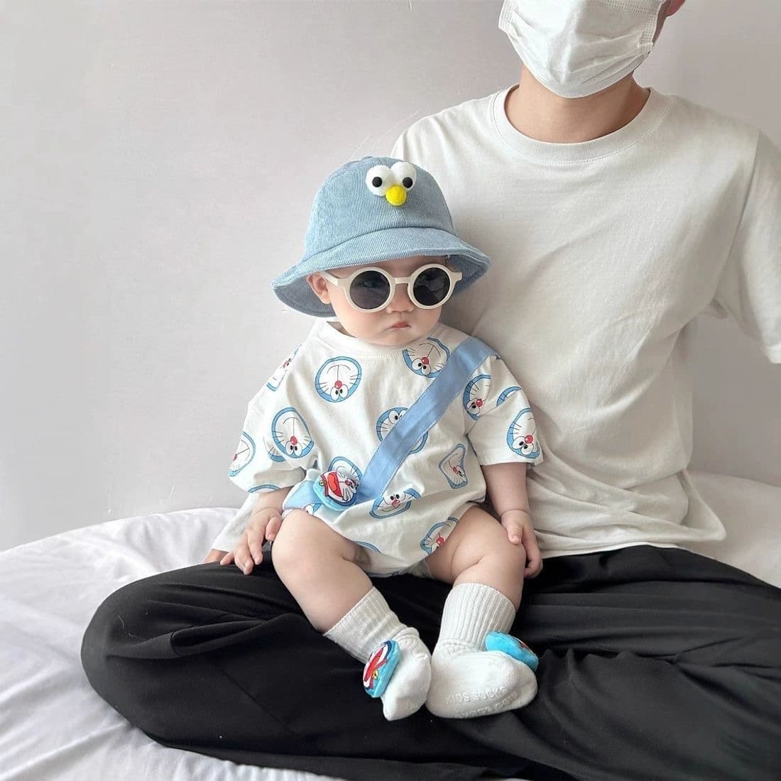 Baby clothes, cartoon bags, jumpsuits, summer day clothes, male and female baby clothes, small month-old outing clothes