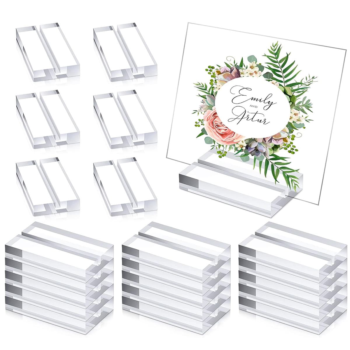 Acrylic Base Stand Transparent Card Slot Wedding Party Sign Holder Tabletop Display Stand Organic Glass Photo Frame