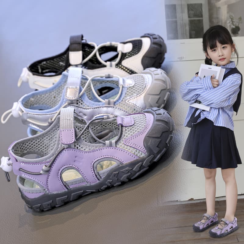 Girls' Sandals Summer 2026 New Style for Middle and Older Children, Boys' Closed-Toe Sports Sandals, Mesh Breathable Kids' Water Shoes