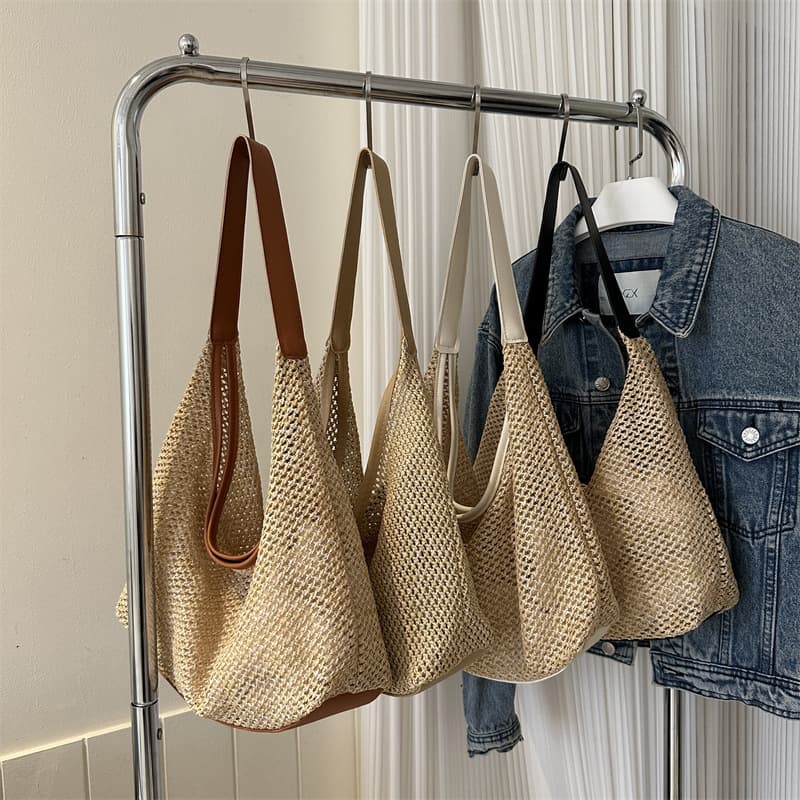 Straw large-capacity fashion casual bag 2026 summer popular Korean style woven shoulder underarm bag tote bag this year