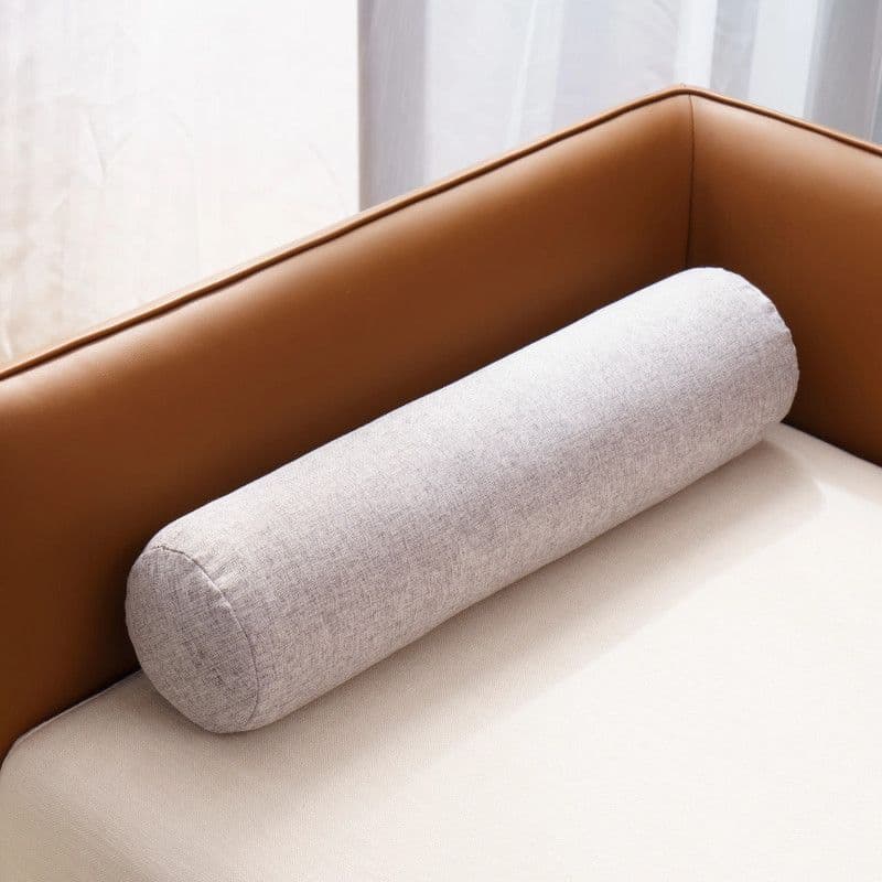 Long Cylindrical Neck Support Pillow Solid Color Cotton Linen Bed Head Sofa Beauty Salon Yoga Leg Pillow Washable Removable Cover