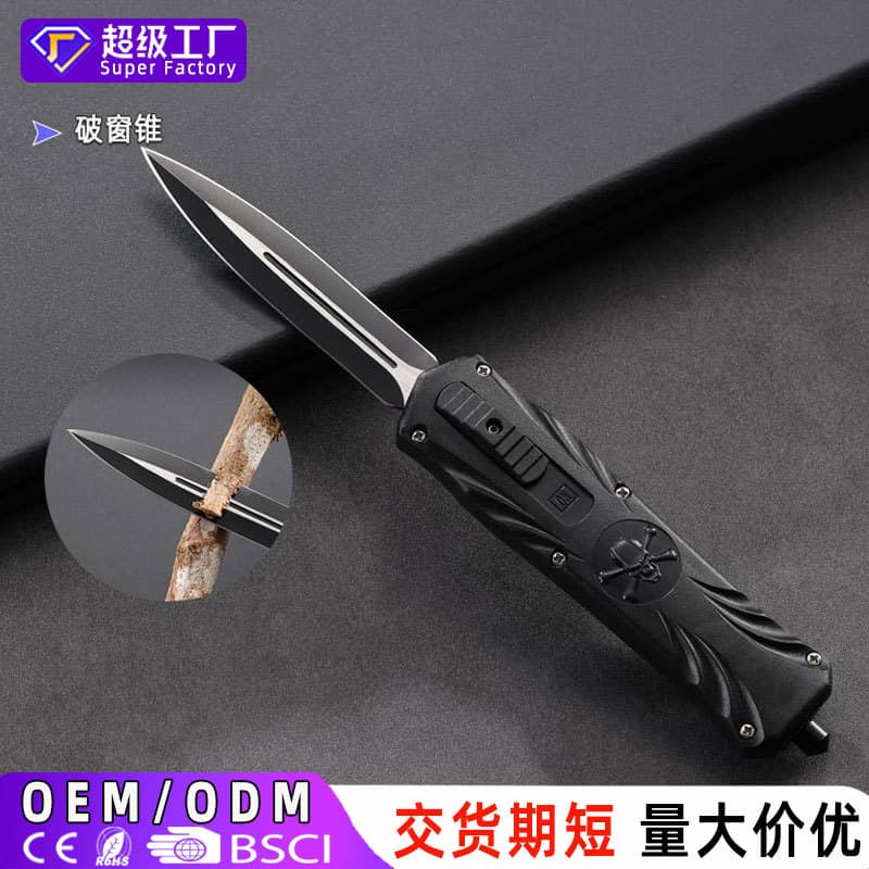Stainless Steel Outdoor Tactical Folding Knife Camping Survival Knife Portable Folding Knife Pocket Double-Edge Self-Defense Knife