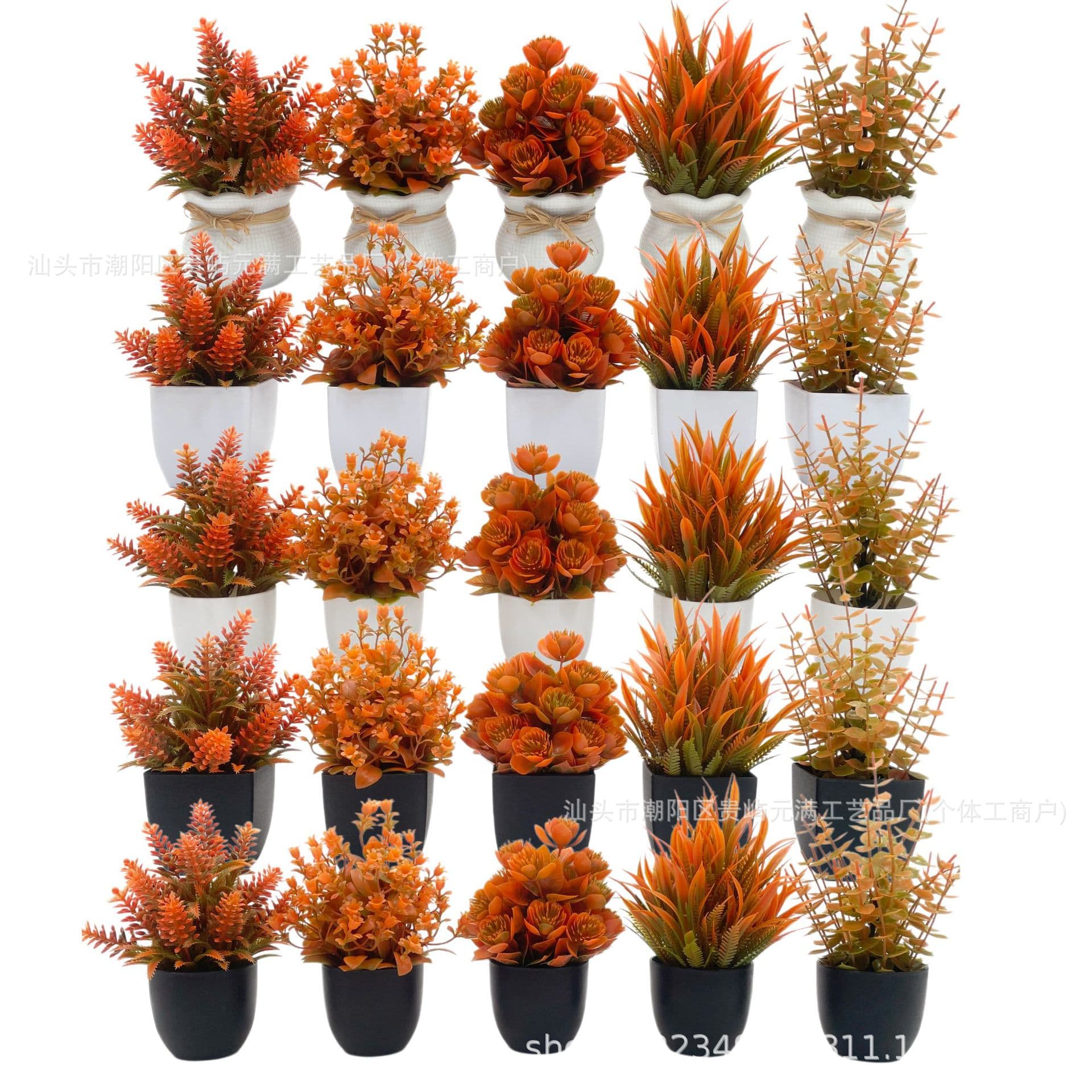 New Autumn Artificial Eucalyptus Potted Plant, Simulated Autumn Color Plastic Flower Pot, Indoor Home Desktop Decorative Ornament