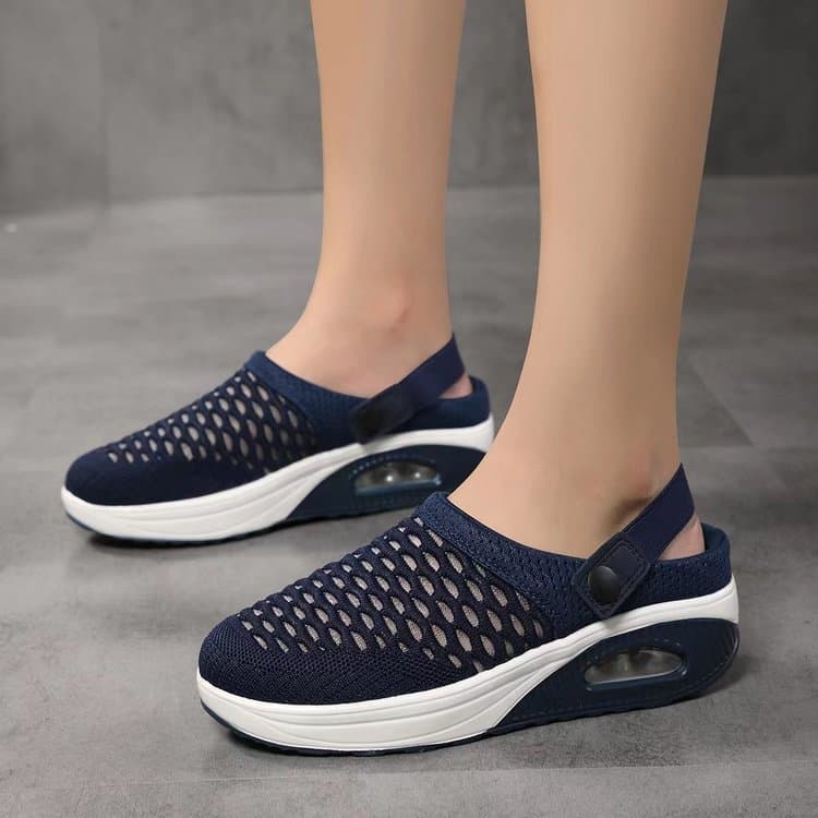 Cross-Border Trade Plus Size Women's Shoes, Mesh Spring Summer New Half-Slip Casual Lightweight Air Cushion Sandals for Women