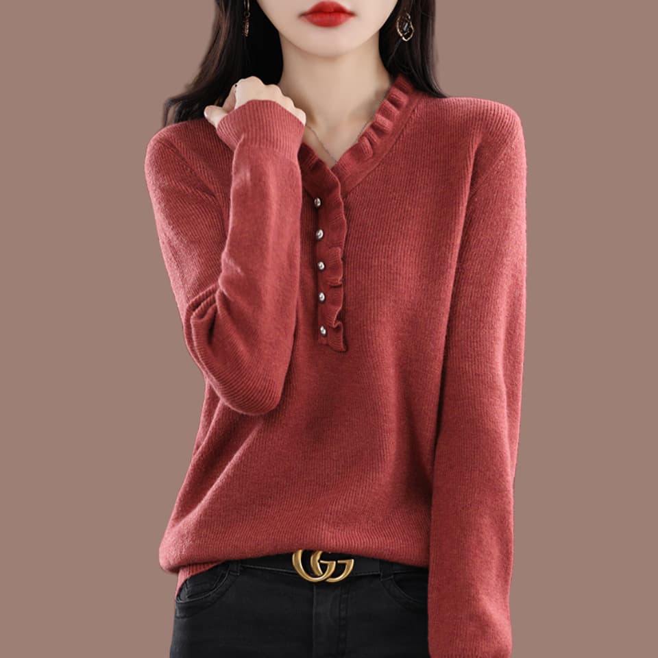 Women's Autumn/Winter Loose Plus Size Knit Sweater, Stylish Solid Color, Slimming, Versatile Long-Sleeved Base Layer