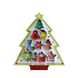 Stainless Steel Cookie Cutter Combination Set, 10-Piece Fruit Cutting Tool, Christmas Tree Series Baking Cookie Molds