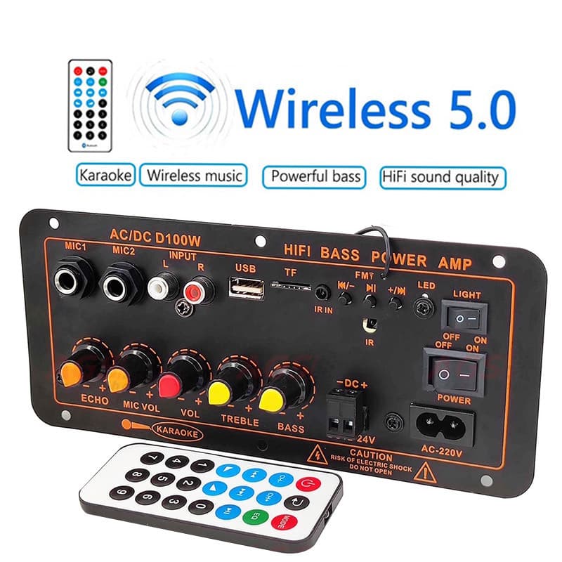 Cross-border hot-selling digital Bluetooth amplifier board D100w plug-in card USB car subwoofer heavy bass high and low tone