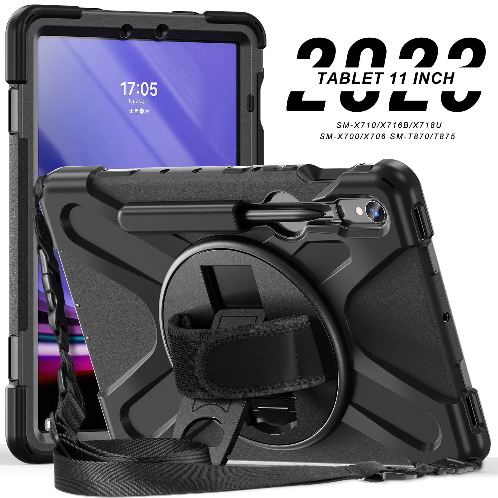 Compatible with Samsung Galaxy Tab S9FE/A9PLUS Pirate King Anti-Drop Strap S11 Stand A11 Protective Case