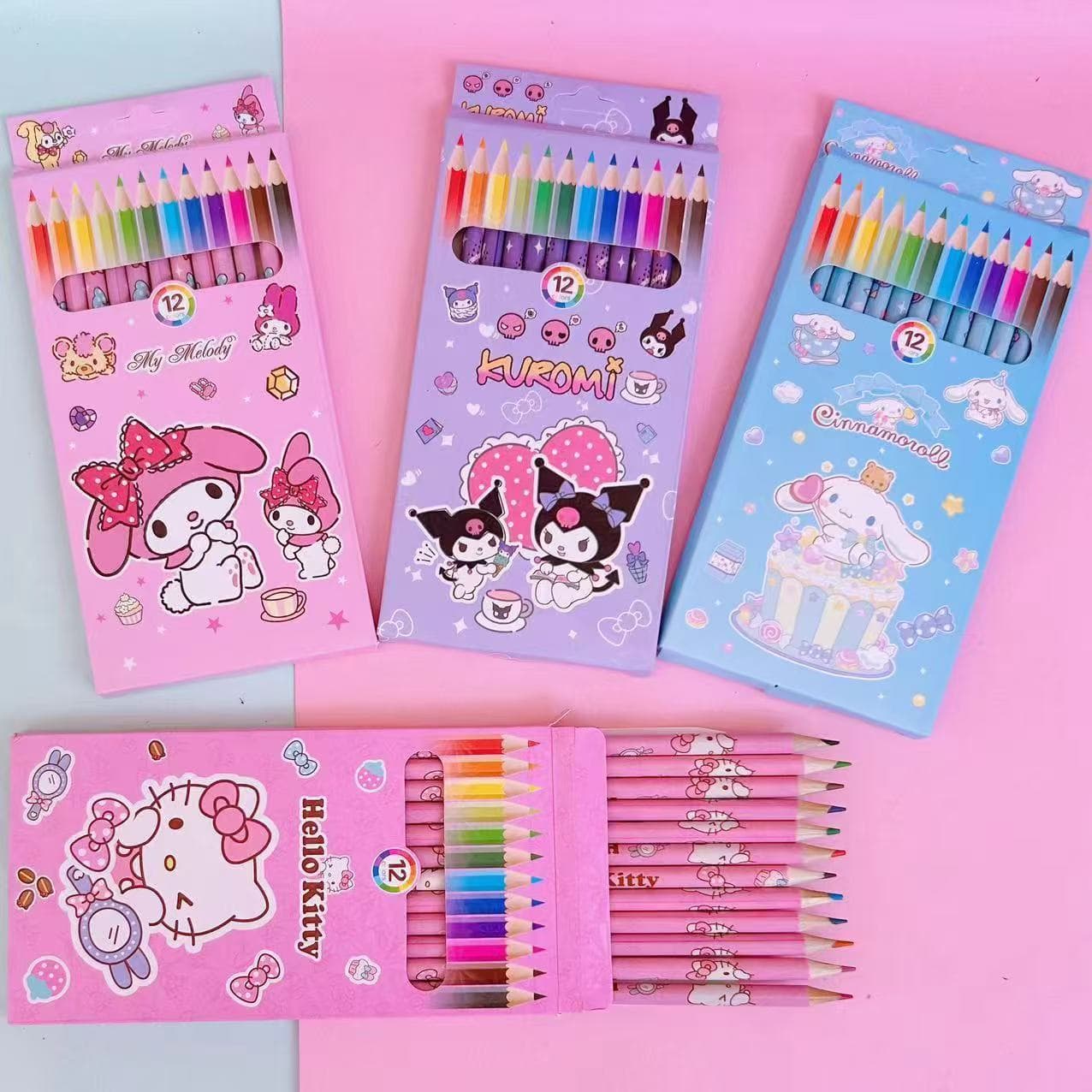 Cartoon Cute Kids 801 Drawing & Coloring 12-24 Color Colored Pencils Art Learning Supplies Stationery Wooden Pencil
