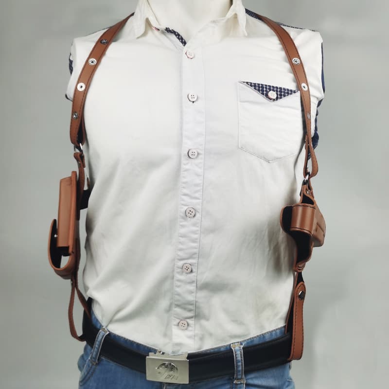 Type 92 Press Mold Film and Television Stage Gun Bag Amazon Tactical Equipment Magazine Double Shoulder Underarm Suit Cowhide Holster