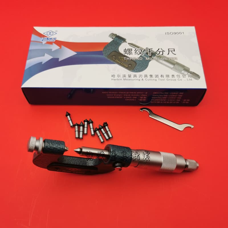 Harlich Thread Micrometer 0-25 Metric Thread Pitch Diameter Gauge 60-Degree Probe External Thread Measuring Micrometer Free Shipping
