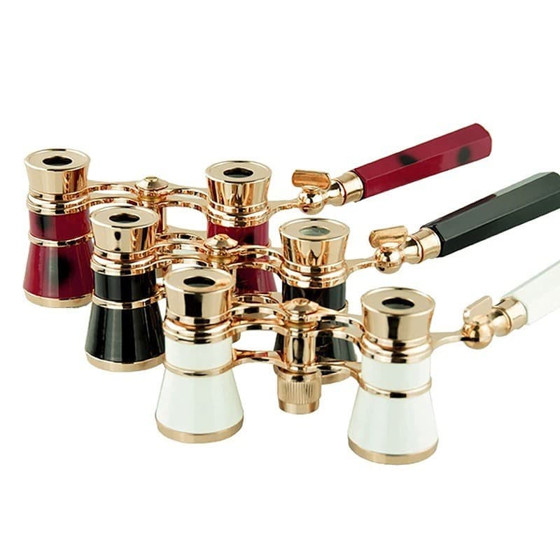 New 3X25 Opera Glasses with Chain and Handle, Metal Binoculars for Concerts, Outdoor Viewing Gift