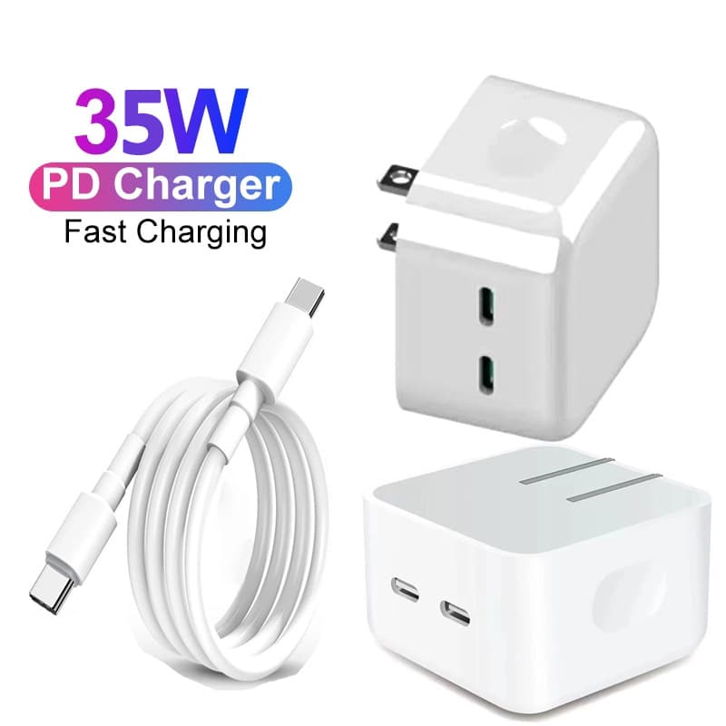 35w dual typec port PD fast charging head suitable for Android Apple Huawei mobile phone QC3.0 fast charging line fast charger