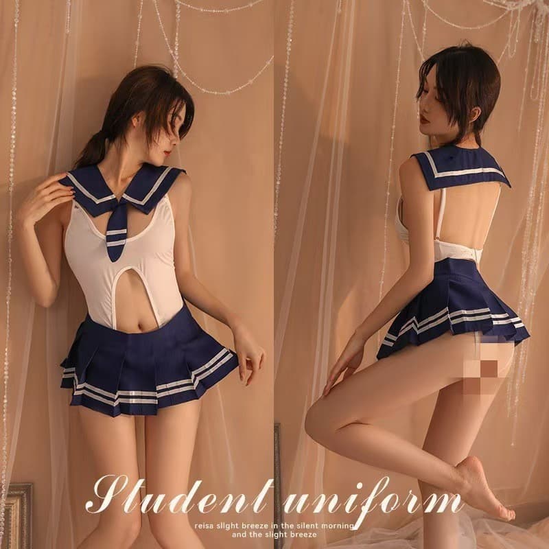 Plus size sexy lingerie women's uniform set temptation cosplay college pleated skirt sailor suit Valentine's Day sexy costume
