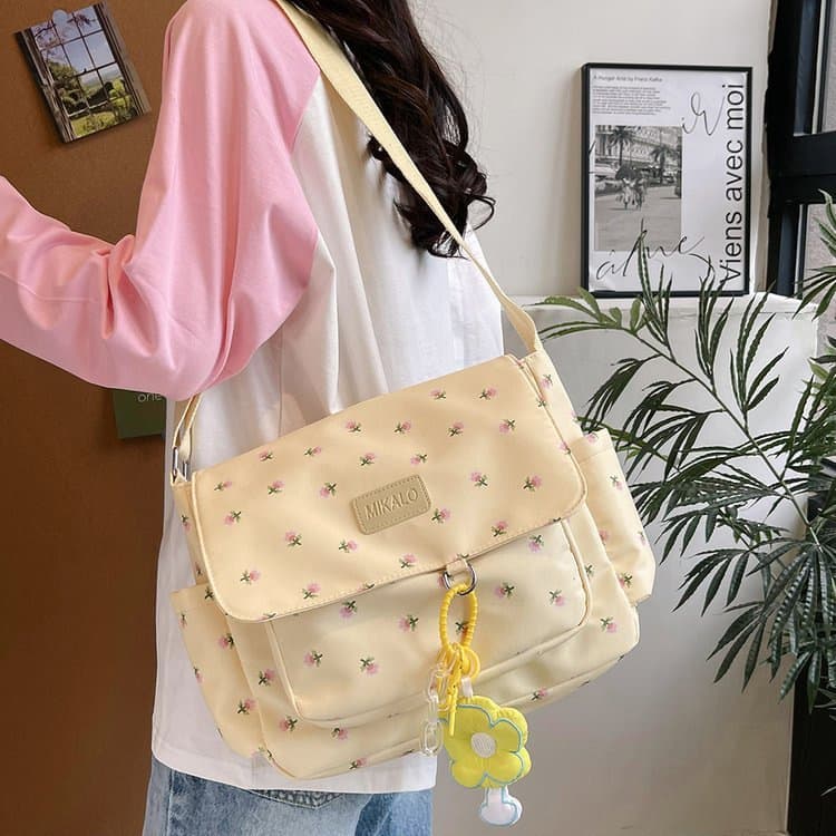 Canvas bag, women's shoulder bag, Japanese cute large-capacity handbag, school bag, class bag, student tote tutoring bag